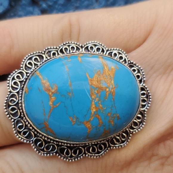 New Copper Turquoise 925 Silver Ring. - Picture 15 of 16